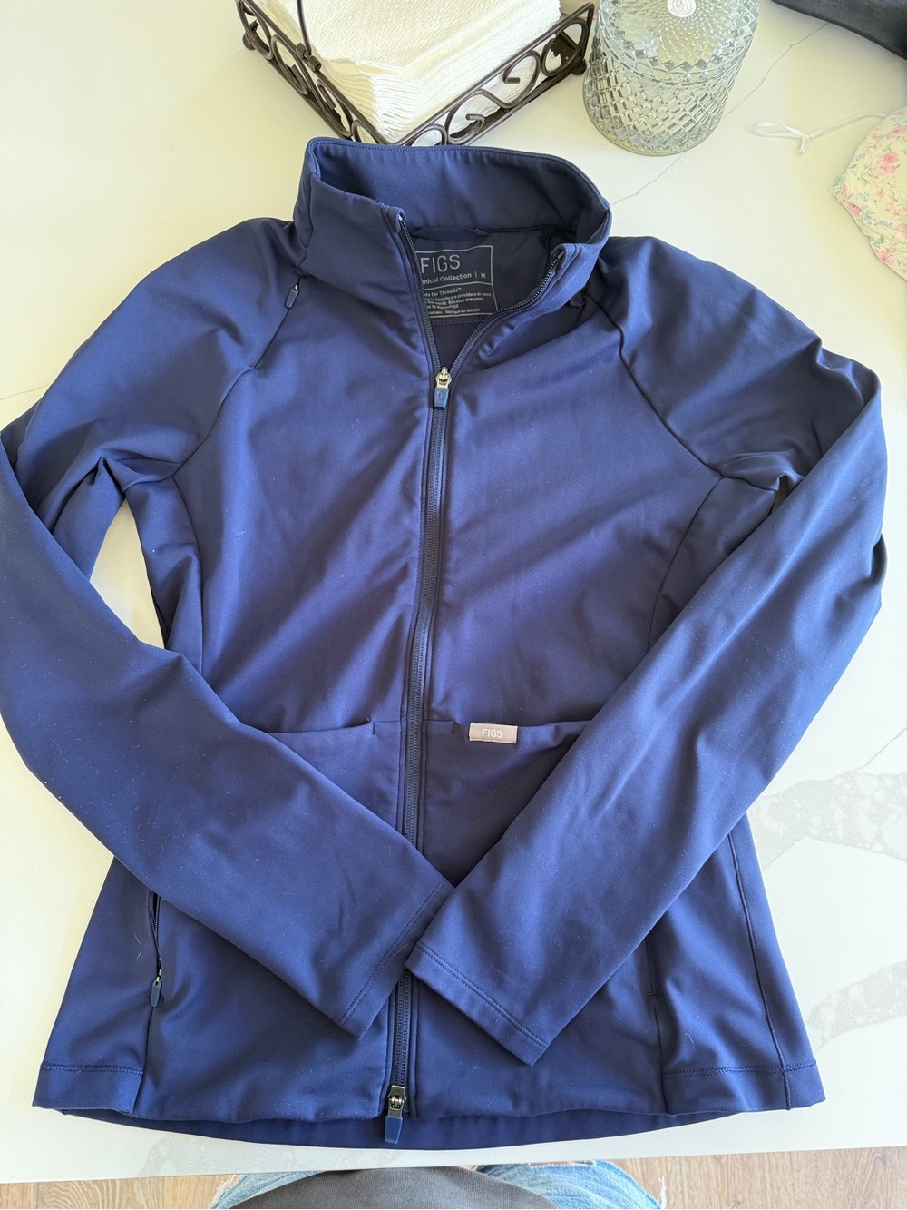 FIGS On-Shift ContourKnit Jacket in navy